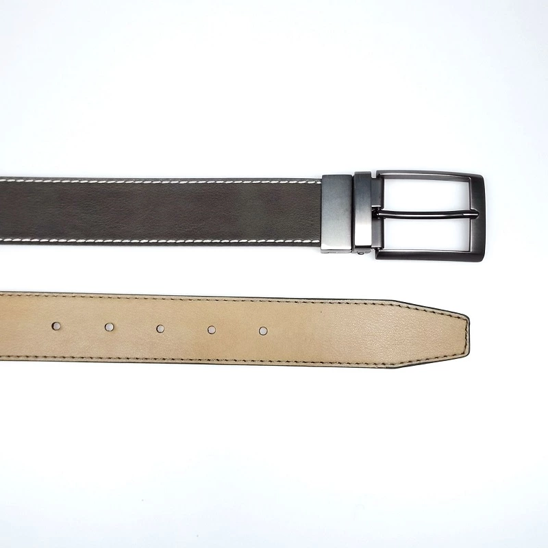 Reversible Buckle Double Sided Waist Belt PU Leather Belt for Men
