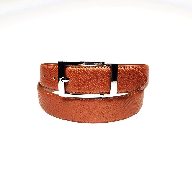 Classic Brown PU Leather Dress Mens Belt with Clip Pin Buckle