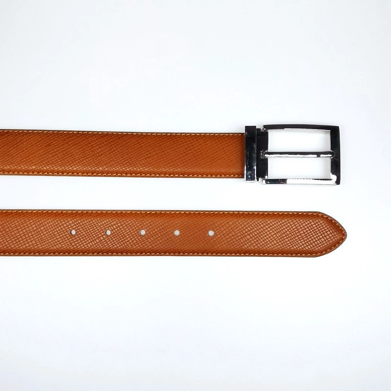 Classic Brown PU Leather Dress Mens Belt with Clip Pin Buckle