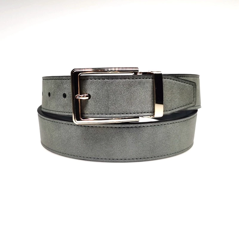 Casual PU Leather Belt with Pin Clip Buckle for Dress Men