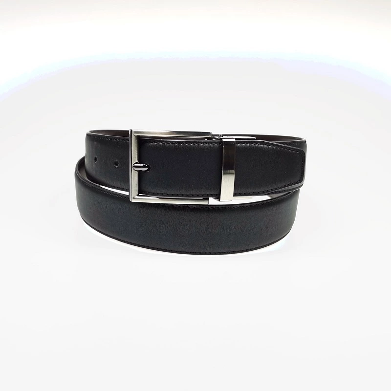 Mens Business Simple Automatic Buckle Reversible Belt PU Leather Rotatable Belt