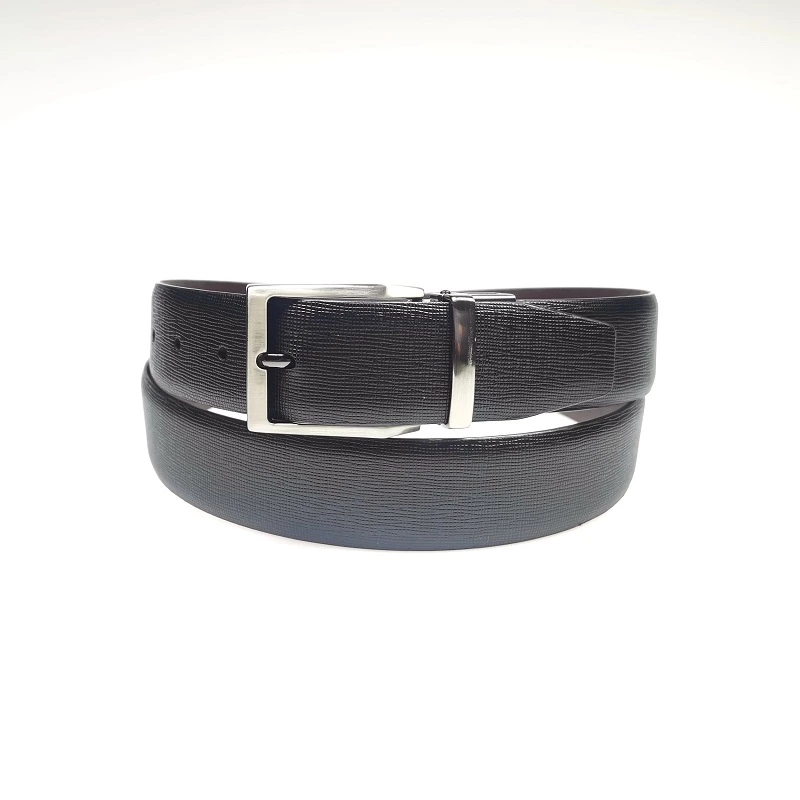 Double Side Black Brown Reversible Rotated Buckle Belt For Men