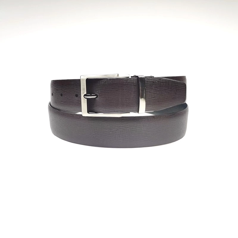Double Side Black Brown Reversible Rotated Buckle Belt For Men
