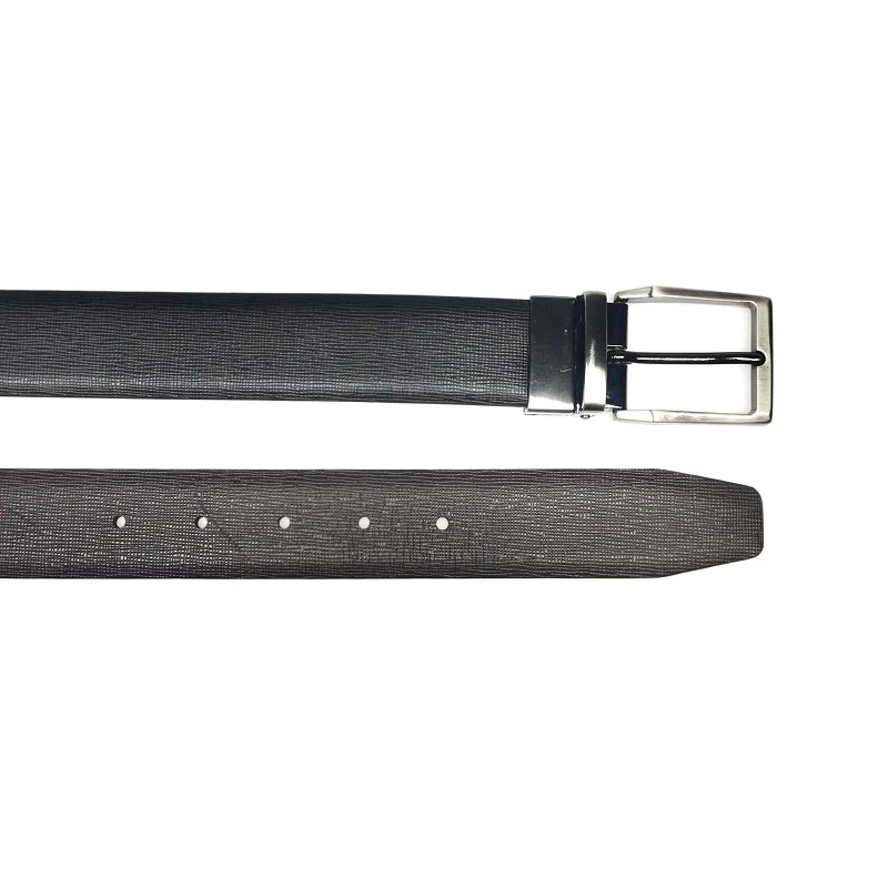 Double Side Black Brown Reversible Rotated Buckle Belt For Men