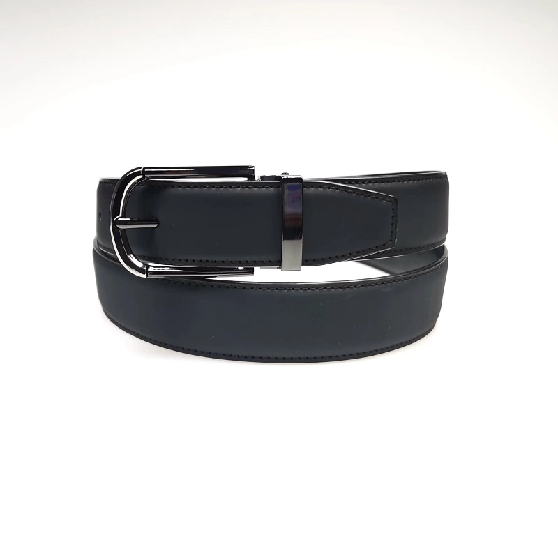 Black Pin Buckle PU Belt for Men with Clips for Jeans