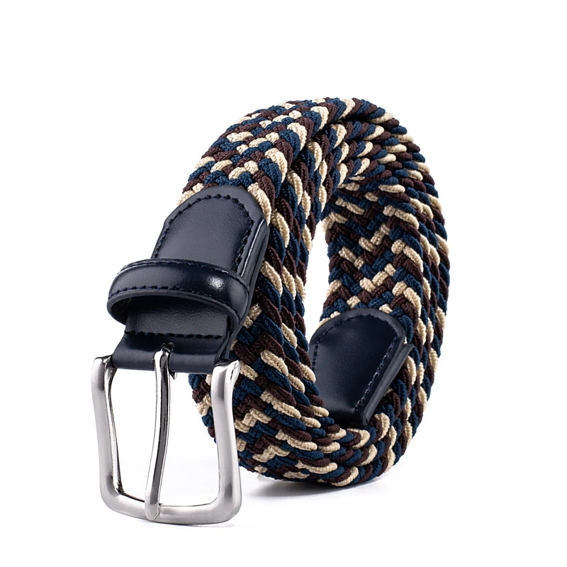 Adjustable Causal Braided Elastic Bonded Leather Belt for Men