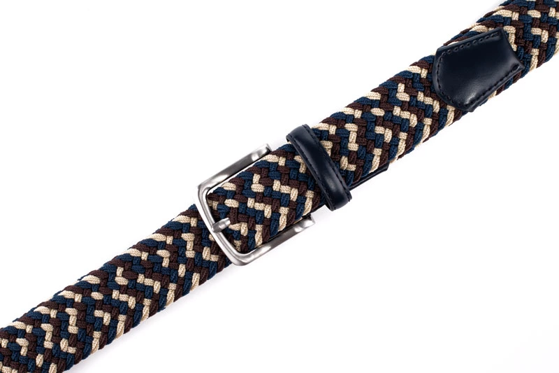 Adjustable Causal Braided Elastic Bonded Leather Belt for Men