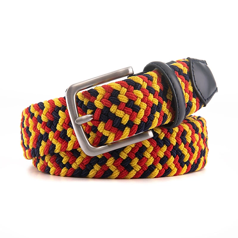 Unisex Multicolor Fabric Elastic Stretch Mens Designer Belt