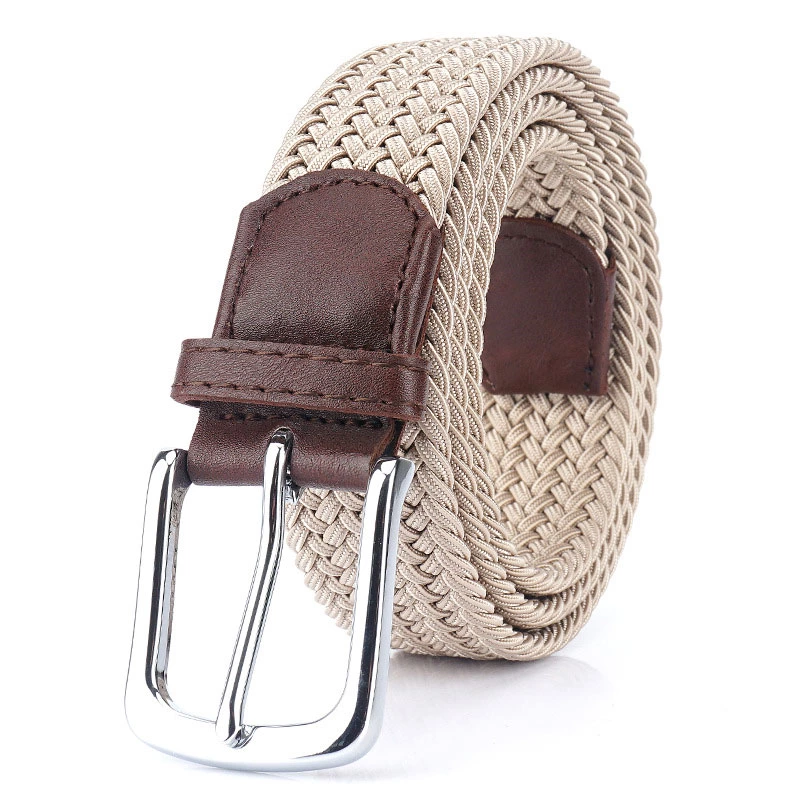Casual Golf Braided Fabric Stretch Jeans Men Elastic Belt