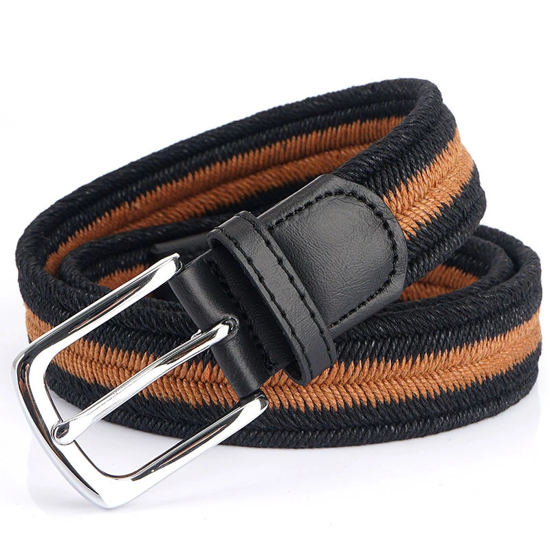 Jeans Cotton Braided Men Elastic Stretch belt
