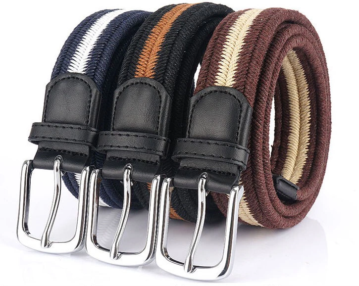Jeans Cotton Braided Men Elastic Stretch belt