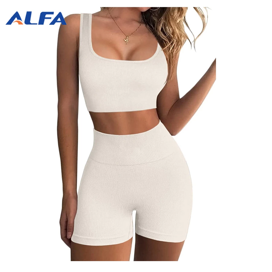 ALFA Tik Tok Hot Seamless Ribbed Gym Set  for Women