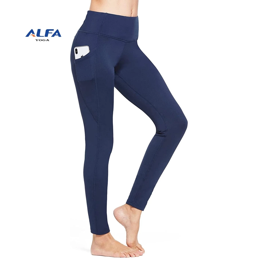 ALFA Winter Women's Fleece Lined Leggings High Waisted Thermal Warm  with Pockets