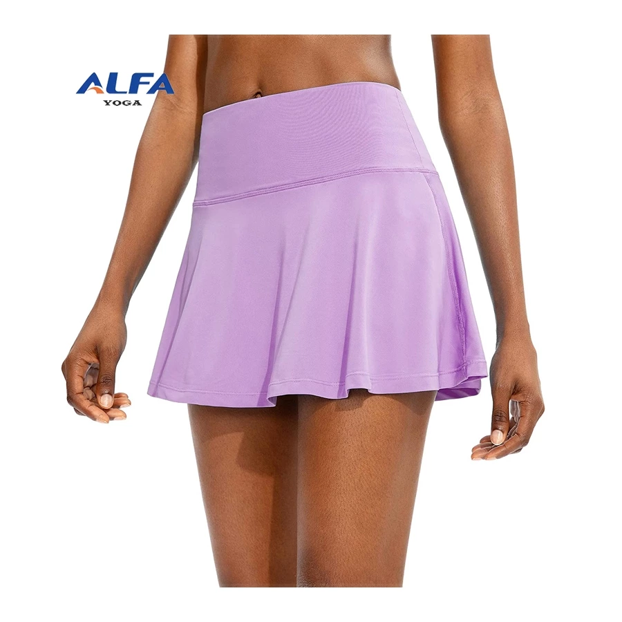 ALFA Women's High Waisted Pleated Athletic Tennis Golf Skirt Inner with Pockets