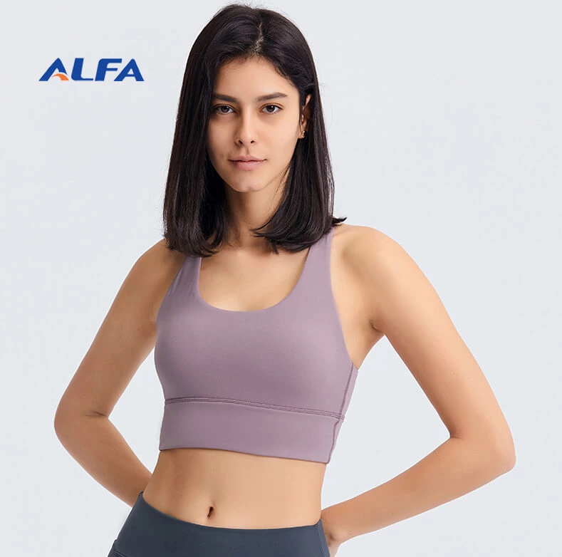 ALFA Running Gym Activewear Mesh Back Padded Women Sport Bra Medium Impact Crop Top Sports Bras for Women