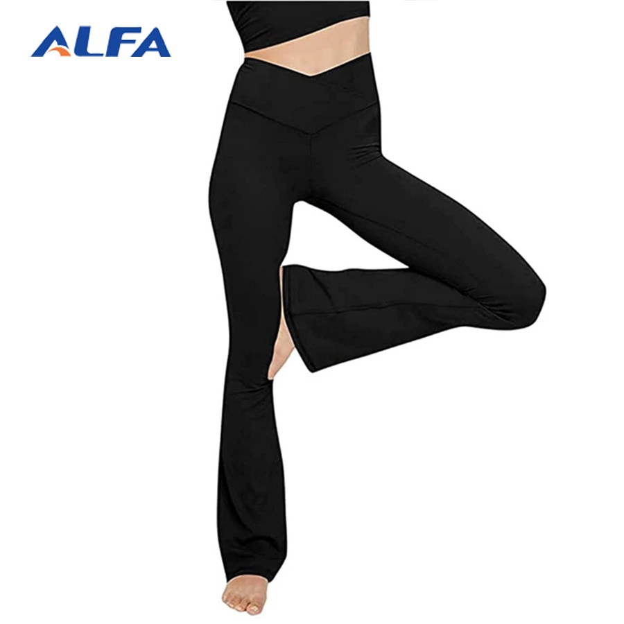 ALFA V High Waisted Compression Flared Yoga Pants for Women