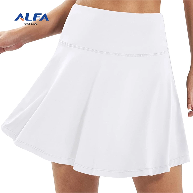 ALFA Tennis Skirts High Waisted Golf Workout Sports Yoga Shorts with Pockets for Women